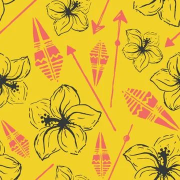 Vector seamless pattern. Universal colorful summer hawaiian flow Stock Illustration