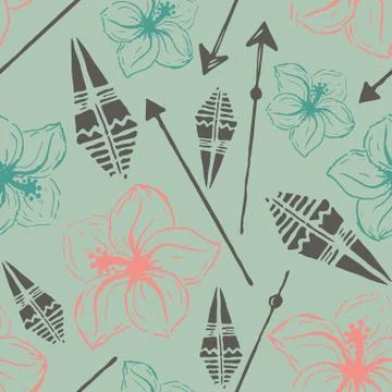 Vector seamless pattern. Universal colorful summer hawaiian flow Stock Illustration