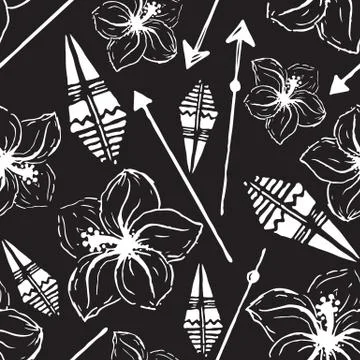 Vector seamless pattern. Universal colorful summer hawaiian flow Stock Illustration