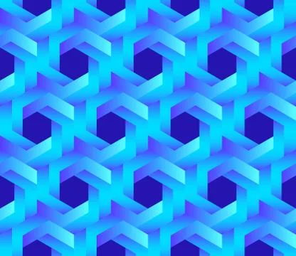 Vector seamless pattern with unreal optical illusion. Hexagon illustration. Stock Illustration