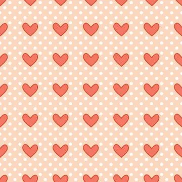 Vector seamless pattern with valentine hearts Stock Illustration