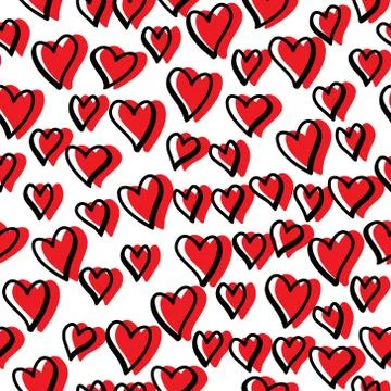 Vector seamless pattern with valentine hearts Stock Illustration