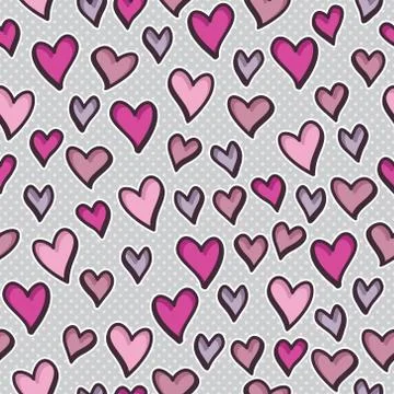 Vector seamless pattern with valentine hearts Stock Illustration