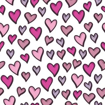 Vector seamless pattern with valentine hearts Stock Illustration