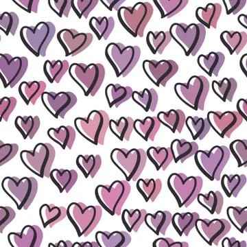 Vector seamless pattern with valentine hearts Stock Illustration