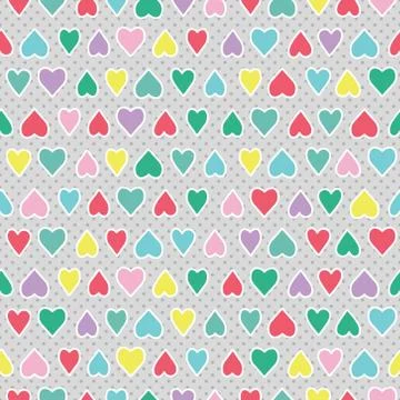 Vector seamless pattern with valentine hearts Stock Illustration