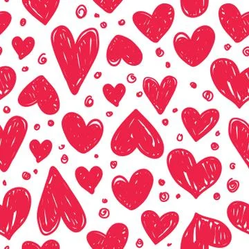 Vector seamless pattern with valentine hearts Stock Illustration