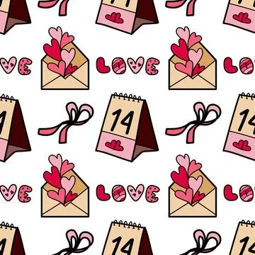 Vector seamless pattern on Valentine s Day, February 14 Stock Illustration