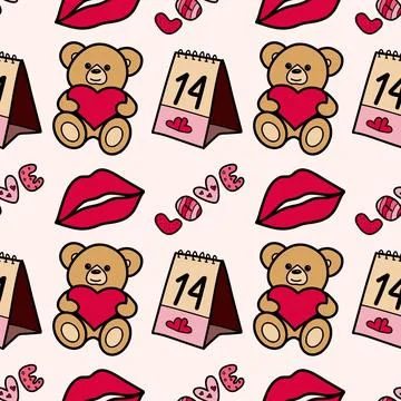 Vector seamless pattern on Valentine s Day, February 14 Stock Illustration