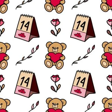 Vector seamless pattern on Valentine s Day, February 14 Stock Illustration