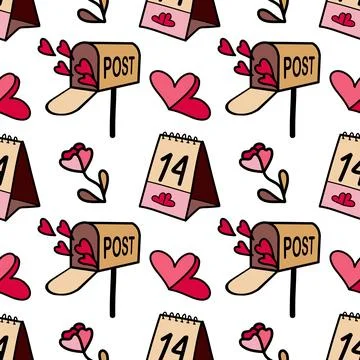 Vector seamless pattern on Valentine s Day, February 14 Stock Illustration