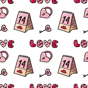 Vector seamless pattern on Valentine s Day, February 14 Stock Illustration