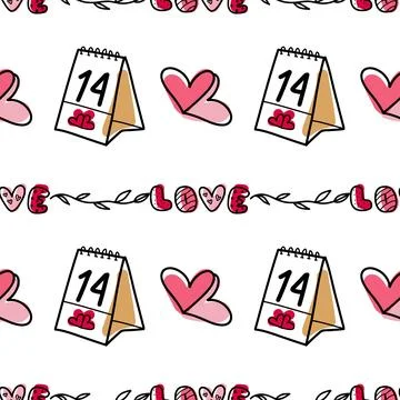 Vector seamless pattern on Valentine s Day, February 14 Stock Illustration