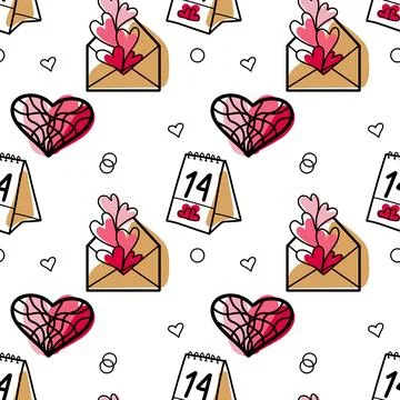 Vector seamless pattern on Valentine s Day, February 14 Stock Illustration