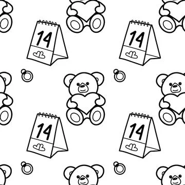 Vector seamless pattern on Valentine s Day, February 14 Stock Illustration