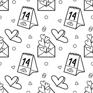 Vector seamless pattern on Valentine s Day, February 14 Stock Illustration