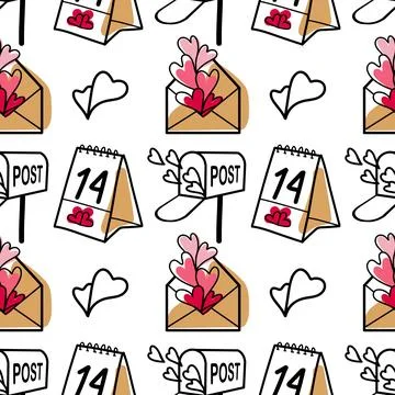 Vector seamless pattern on Valentine s Day, February 14 Stock Illustration