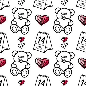 Vector seamless pattern on Valentine s Day, February 14 Stock Illustration
