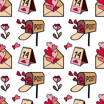 Vector seamless pattern on Valentine s Day, February 14 Stock Illustration