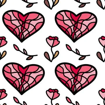 Vector seamless pattern on Valentine s Day, February 14 Stock Illustration