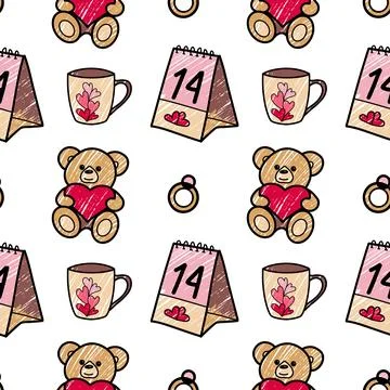 Vector seamless pattern on Valentine s Day, February 14 Stock Illustration