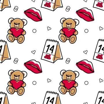 Vector seamless pattern on Valentine s Day, February 14 Stock Illustration