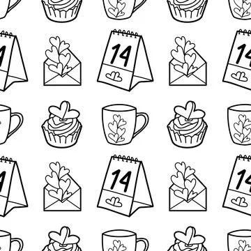 Vector seamless pattern on Valentine s Day, February 14 Stock Illustration