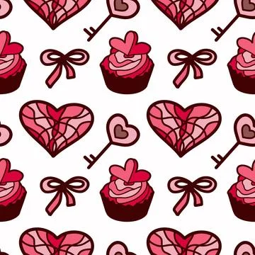 Vector seamless pattern on Valentine s Day, February 14 Stock Illustration