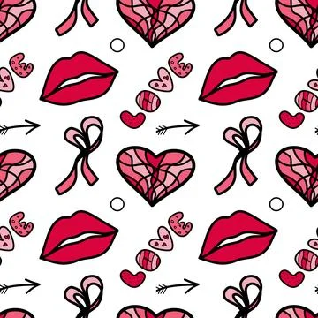 Vector seamless pattern on Valentine s Day, February 14 Stock Illustration