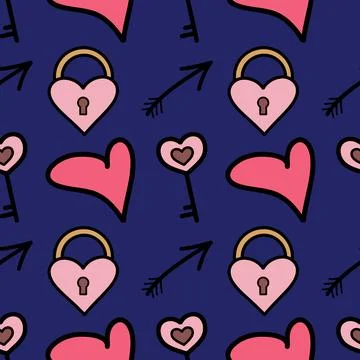 Vector seamless pattern on Valentine s Day, February 14 Stock Illustration