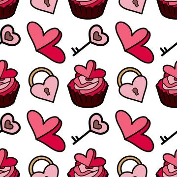 Vector seamless pattern on Valentine s Day, February 14 Stock Illustration