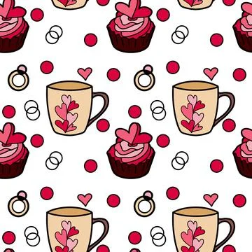 Vector seamless pattern on Valentine s Day, February 14 Stock Illustration