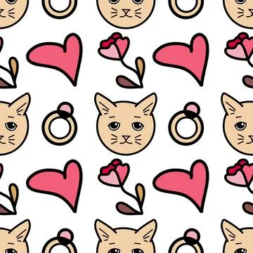 Vector seamless pattern on Valentine s Day, February 14 Stock Illustration