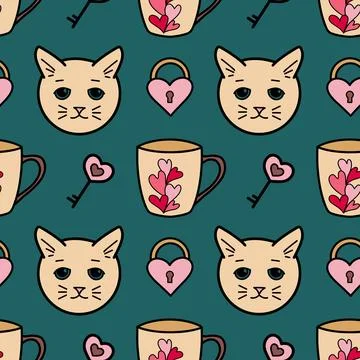 Vector seamless pattern on Valentine s Day, February 14 Stock Illustration