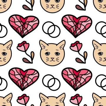 Vector seamless pattern on Valentine s Day, February 14 Stock Illustration