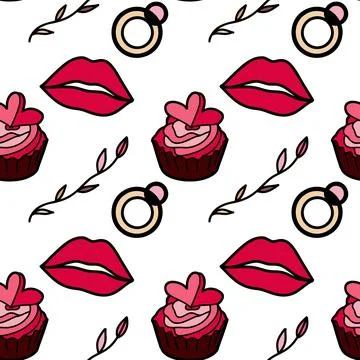 Vector seamless pattern on Valentine s Day, February 14 Stock Illustration