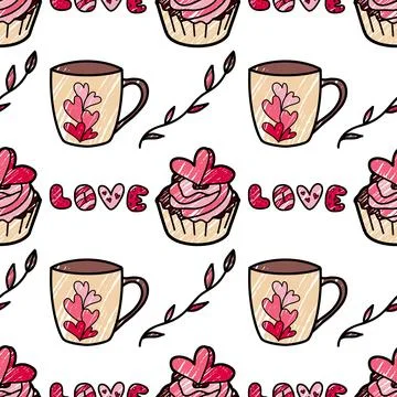 Vector seamless pattern on Valentine s Day, February 14 Stock Illustration