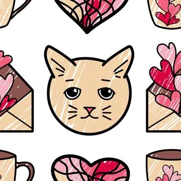 Vector seamless pattern on Valentine s Day, February 14 Stock Illustration