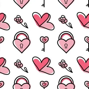 Vector seamless pattern on Valentine s Day, February 14 Stock Illustration