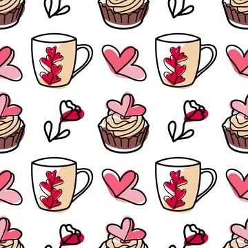 Vector seamless pattern on Valentine s Day, February 14 Stock Illustration