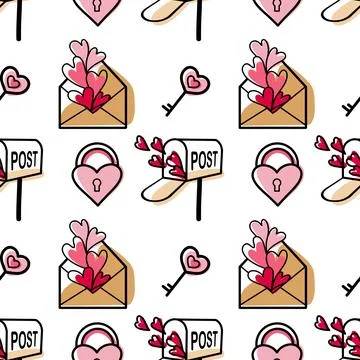 Vector seamless pattern on Valentine s Day, February 14 Stock Illustration