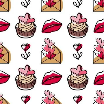 Vector seamless pattern on Valentine s Day, February 14 Stock Illustration