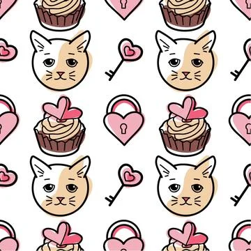 Vector seamless pattern on Valentine s Day, February 14 Stock Illustration