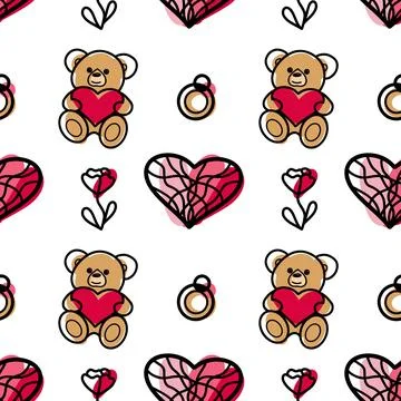 Vector seamless pattern on Valentine s Day, February 14 Stock Illustration
