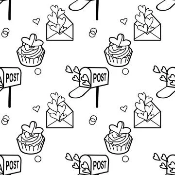 Vector seamless pattern on Valentine s Day, February 14 Stock Illustration