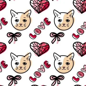 Vector seamless pattern on Valentine s Day, February 14 Stock Illustration