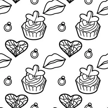 Vector seamless pattern on Valentine s Day, Love Stock Illustration