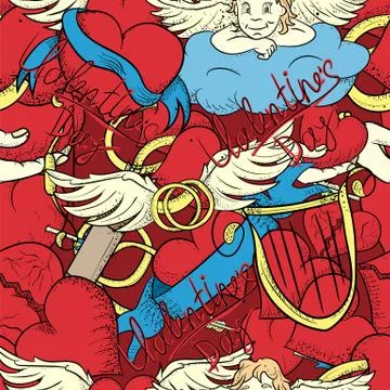 Vector seamless pattern Valentines Day holiday heart Stock Illustration