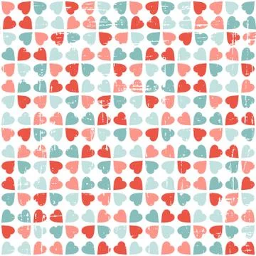 Vector seamless pattern of Valentine's Day in retro style 库存插图