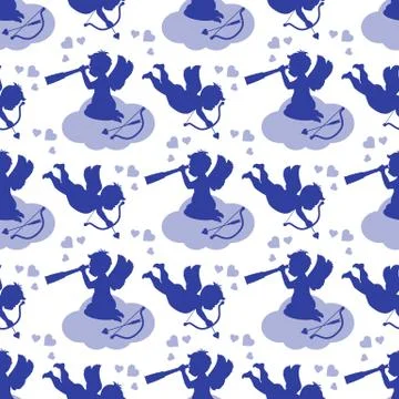 Vector seamless pattern Valentine's Day Cupid Illustrazione stock